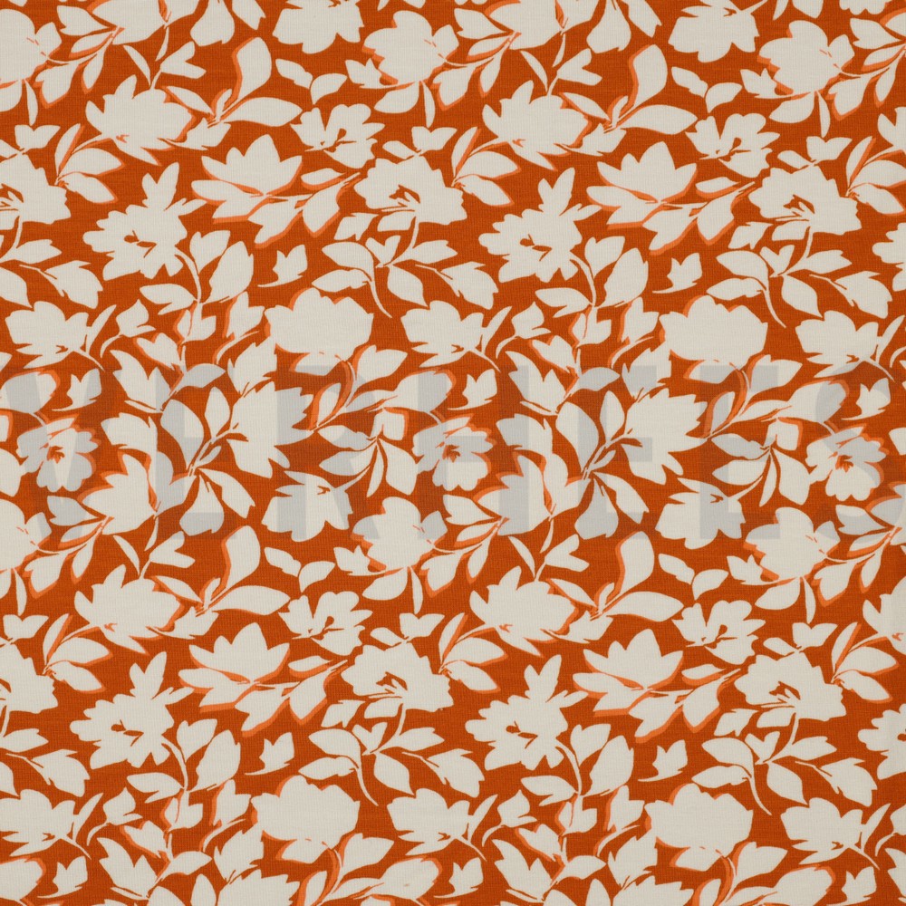 BAMBUS BAUMWOLL JERSEY BLUMEN KÜRBIS