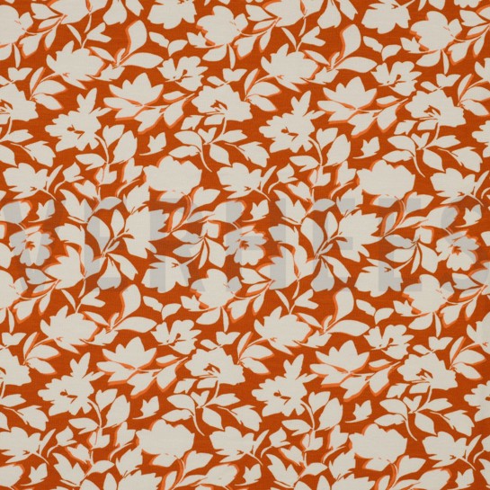 BAMBOO COTTON JERSEY FLOWERS PUMPKIN #7