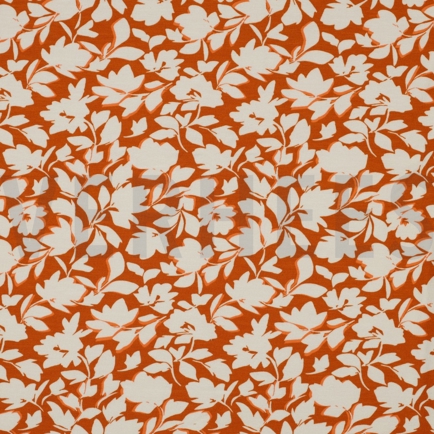 BAMBOO COTTON JERSEY FLOWERS PUMPKIN (hover)