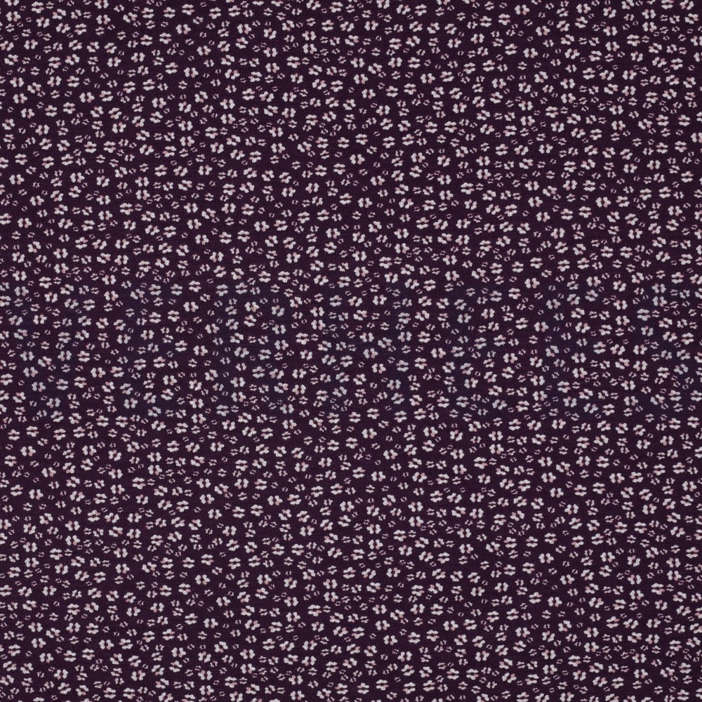 BAMBOE KATOEN JERSEY BLOEMEN DONKERPAARS