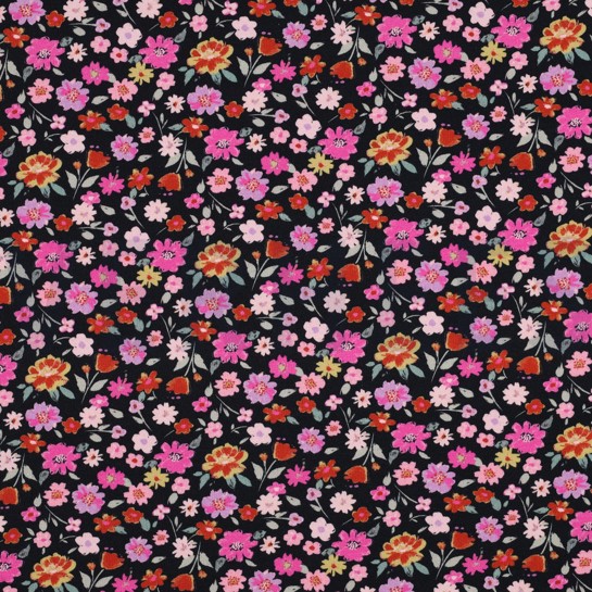 JERSEY GOTS DIGITAL FLOWERS NAVY #7