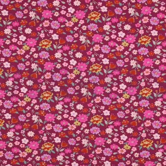 JERSEY GOTS DIGITAL FLOWERS CERISE #7