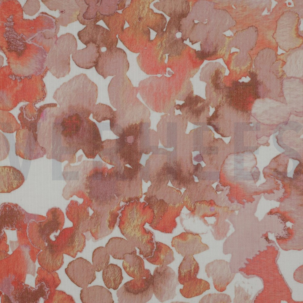 RIB JERSEY DIGITAAL BLOEMEN PERZIK