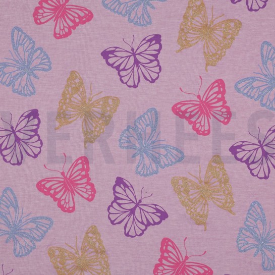 JERSEY MELANGE GLITTER BUTTERFLIES LILAC MELANGE #7