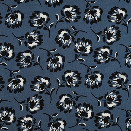 VISCOSE ROSELLA STRETCH FLEURS BLEU (hover)