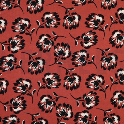 VISCOSE ROSELLA STRETCH FLEURS ROUGE KETCHUP (hover)