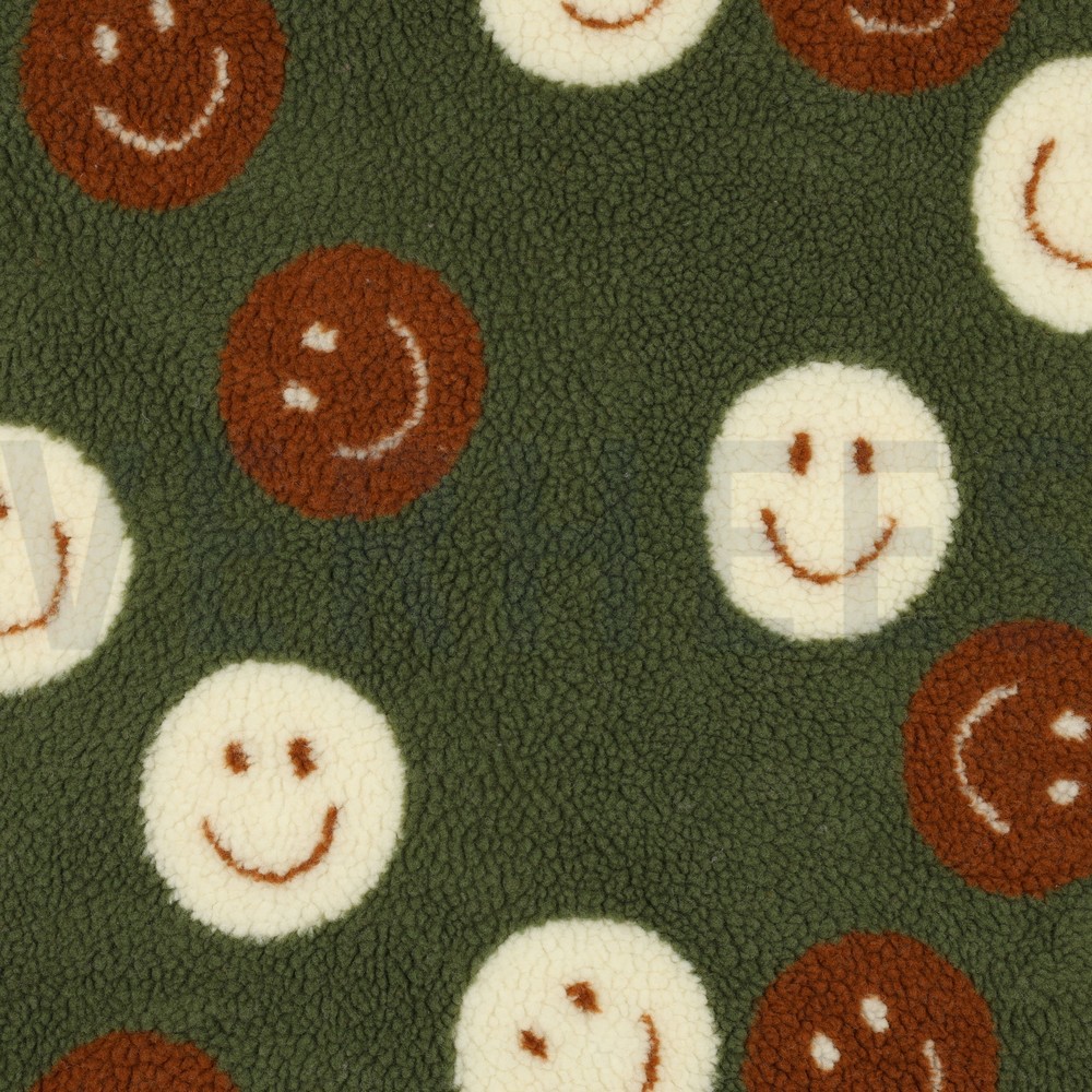 TEDDYSTOFF JACQUARD HAPPY FACES GRÜN