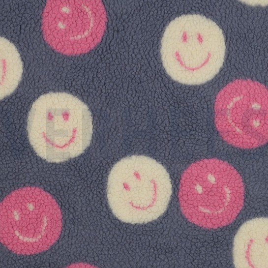TEDDYSTOFF JACQUARD HAPPY FACES JEANSBLAU #7