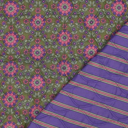 BAUMWOLLE VOILE GESTEPPT DIGITAL BLUMEN ARMEEGRÜN (hover)
