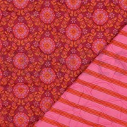 COTTON VOILE STEPPED FLOWERS PINK/ BURGUNDY (thumbnail)