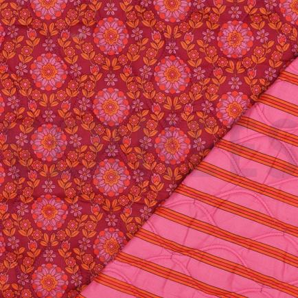 BAUMWOLLE VOILE GESTEPPT DIGITAL BLUMEN ROSA / BORDEAUX (hover)
