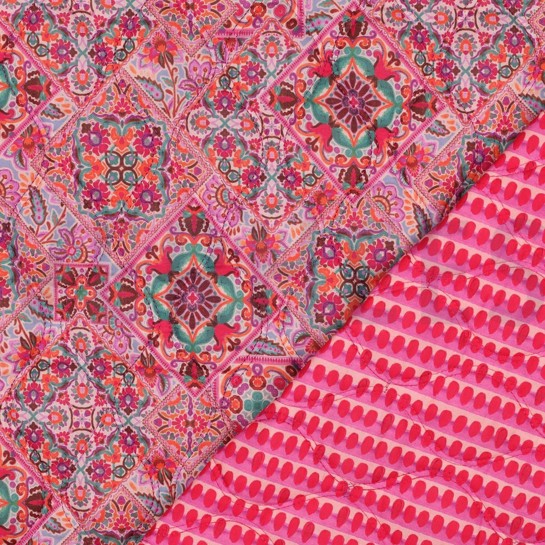 COTON VOILE MATELASSÉ DIGITAL PATCHWORK ROSE #7