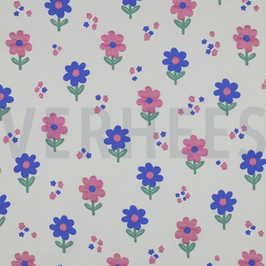 JERSEY GLITTER FLOWERS OFFWHITE #7