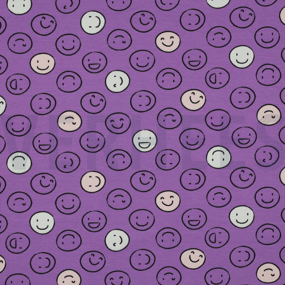 JERSEY GLOW IN THE DARK SMILEYS LILA/VIOLETT
