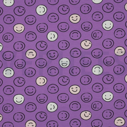 JERSEY GLOW IN THE DARK SMILEYS LILA/VIOLETT (hover)