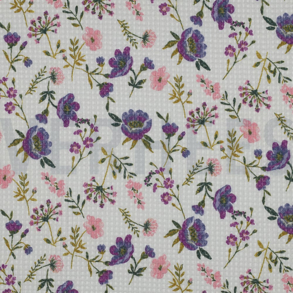 COTTON WAFFLE DIGITAL FLOWERS WHITE