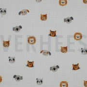 COTON NID D'ABEILLE DIGITAL ANIMAUX BLANC (thumbnail)