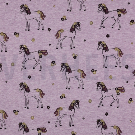 JERSEY MELANGE GLITTER HORSES PURPLE (hover)