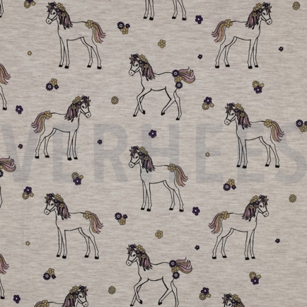 JERSEY MELANGE GLITTER HORSES LIGHT SAND (hover)
