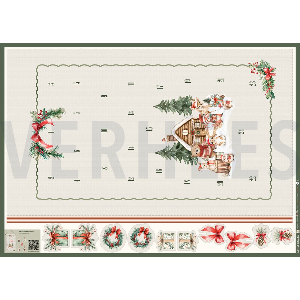 CANVAS ADVENT CALENDAR PANEL LINEN LOOK