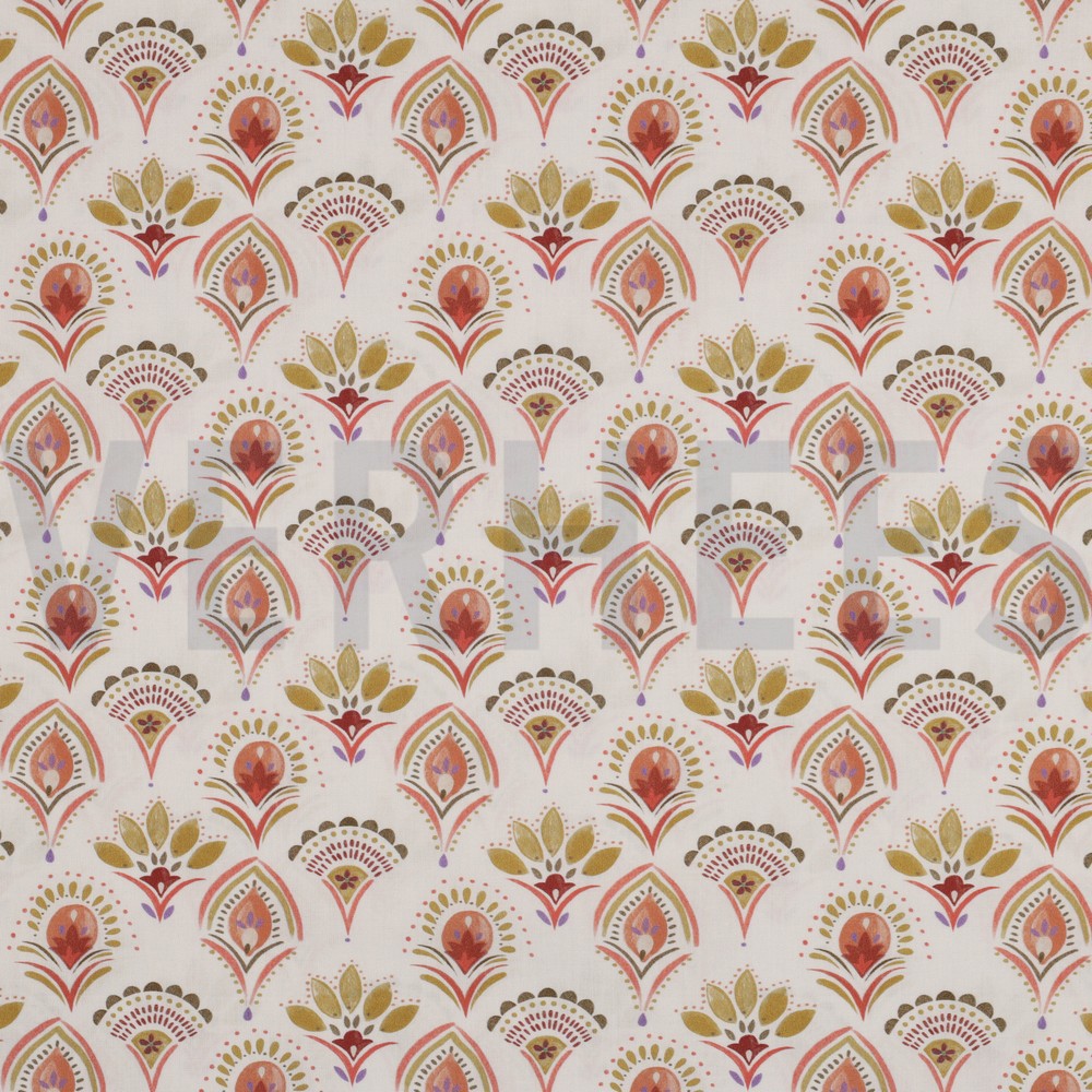 FINE POPLIN DIGITAL FLOWERS OFFWHITE