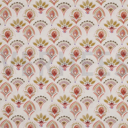 POPELINE DE COTON DIGITAL FLEURS BLANC CASSÉ (hover)