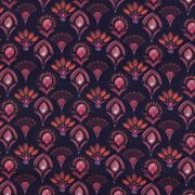 FINE POPLIN DIGITAL FLOWERS NAVY (thumbnail)