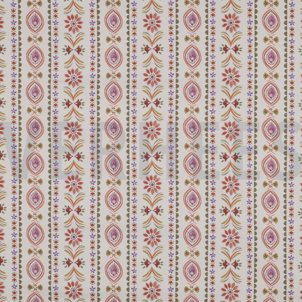 BAUMWOLLE POPELINE DIGITAL BLUMEN GEBROCHEN WEISS