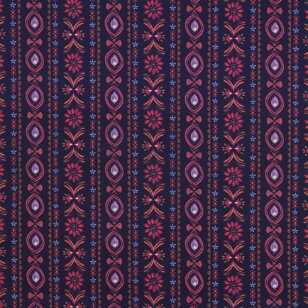 POPELINE DE COTON DIGITAL FLEURS BLEU MARINE (hover)