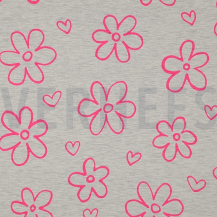 JERSEY MELANGE NEON FLOWERS ECRU (hover)