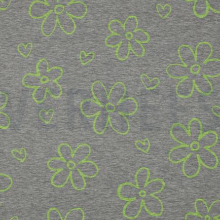 JERSEY MELANGE NEON FLOWERS LIGHT GREY (hover)