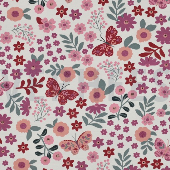 FRENCH TERRY BLUMEN GEBROCHEN WEISS #7