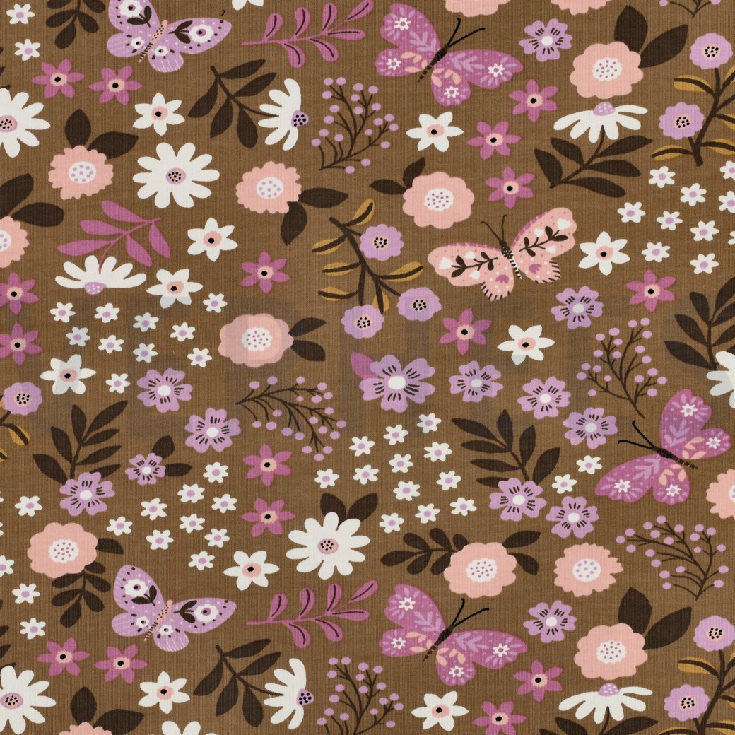 FRENCH TERRY FLEURS CAMEL