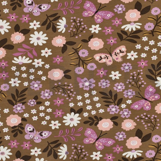 FRENCH TERRY FLEURS CAMEL #7