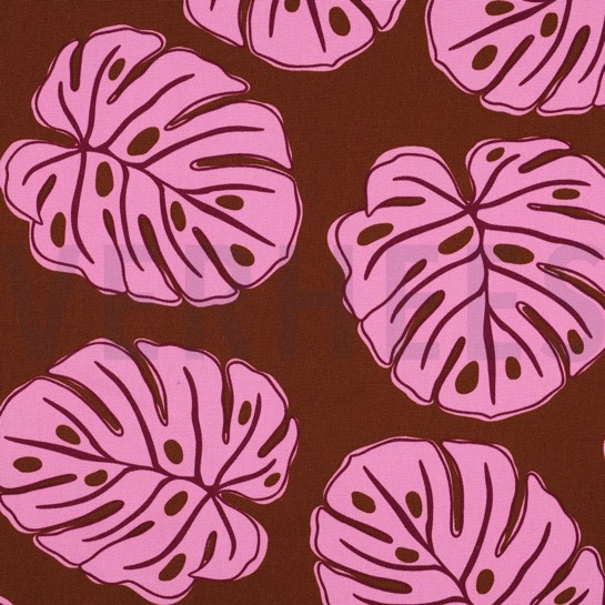 CANVAS MONSTERA LEAVES BROWN #7