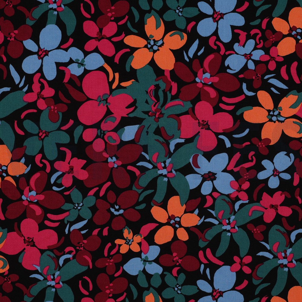 VISCOSE RADIANCE FLOWERS BLACK