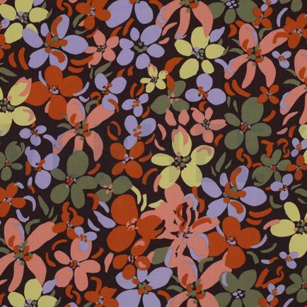 VISCOSE RADIANCE FLOWERS DARK BROWN (hover)