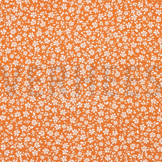 VISKOSE POPELINE STRETCH KLEINE BLUMEN ORANGE #7