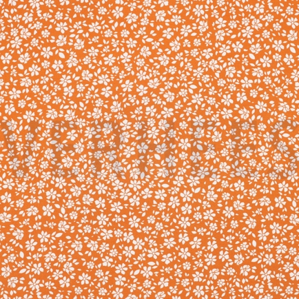 VISKOSE POPELINE STRETCH KLEINE BLUMEN ORANGE (hover)
