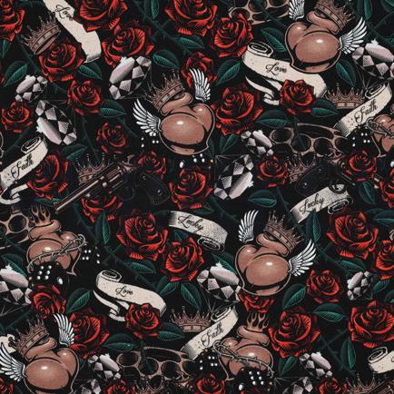 FRENCH TERRY DIGITAL TATTOO BLACK/TAUPE (hover)