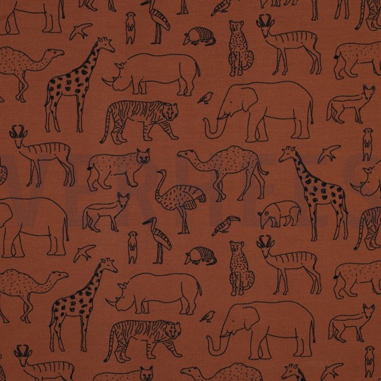 FRENCH TERRY SAFARI DIEREN AMANDEL #7