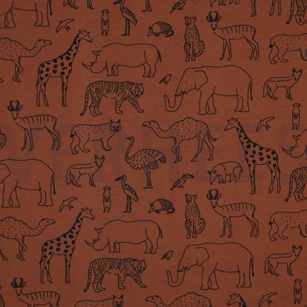 FRENCH TERRY SAFARI DIEREN AMANDEL (hover)