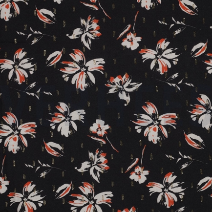 VISCOSE LUREX BLOEMEN ZWART (hover)