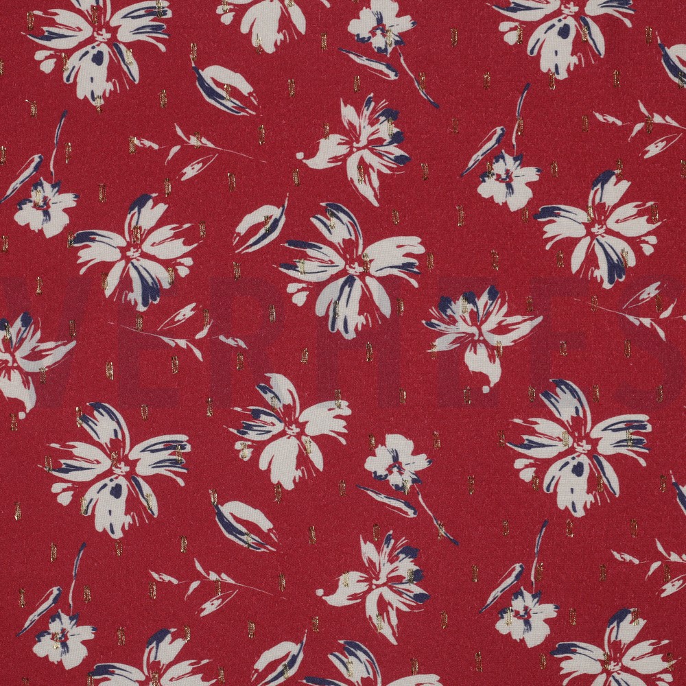 VISKOSE LUREX BLUMEN ROSSO ROT
