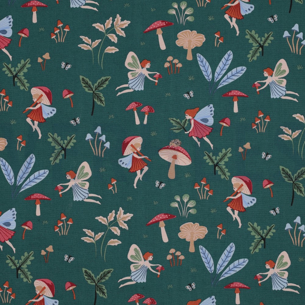 FINE POPLIN FAIRYTALES EMERALD