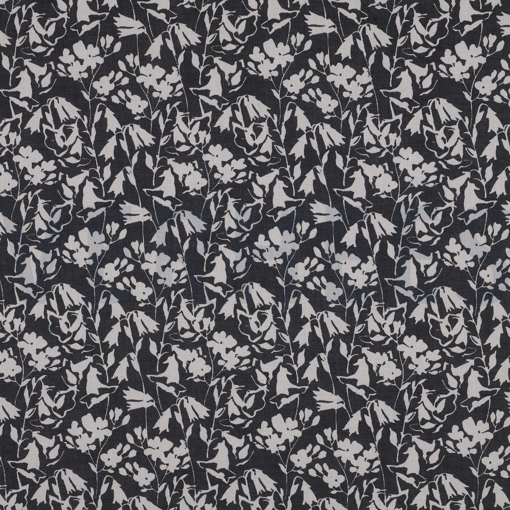 COTTON VOILE FLOWERS BLACK