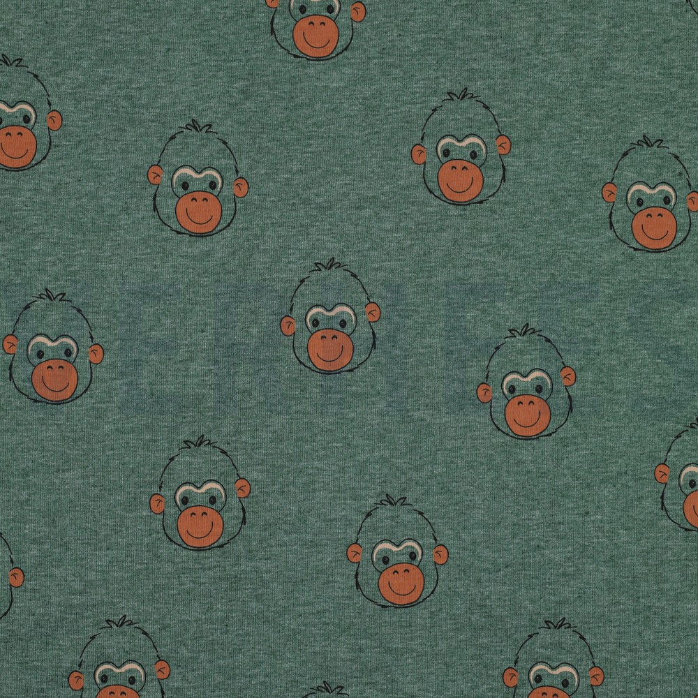 JERSEY MELANGE MONKEYS DARK GREEN