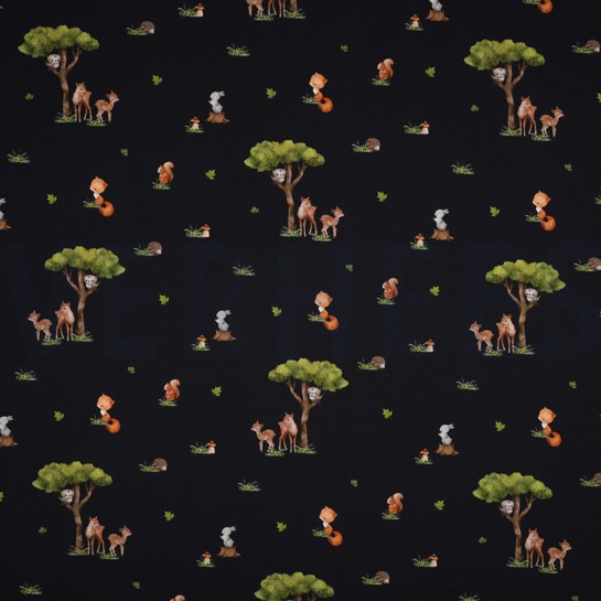 JERSEY DIGITAL FOREST ANIMALS NAVY #7