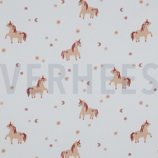 BAUMWOLLE POPELINE EINHÖRNER WEISS #7