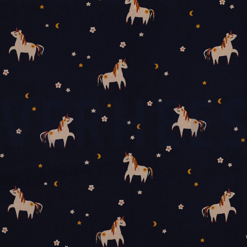 POPLIN UNICORNS NAVY